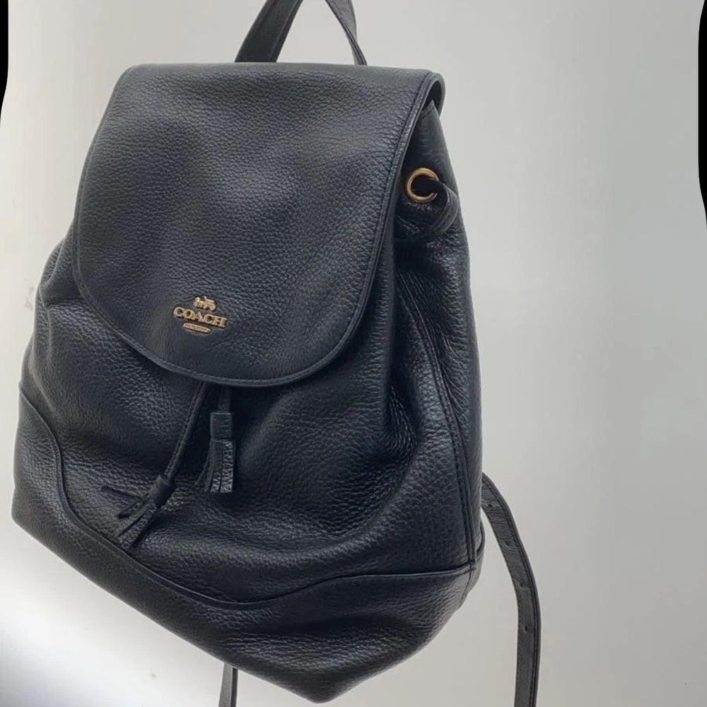 Coach Black Leather Backpack - Picture 3 of 9